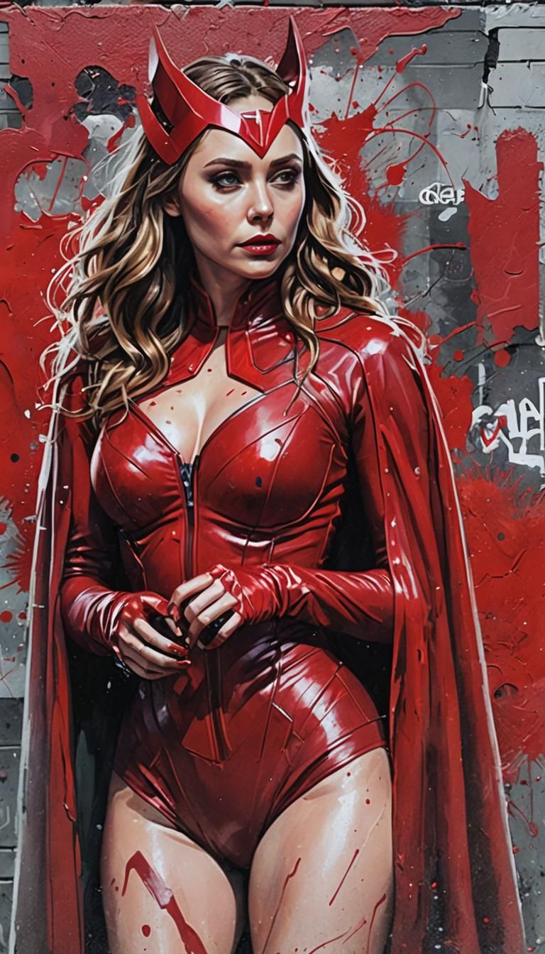 Scarlet Witch in Graffiti Art Style