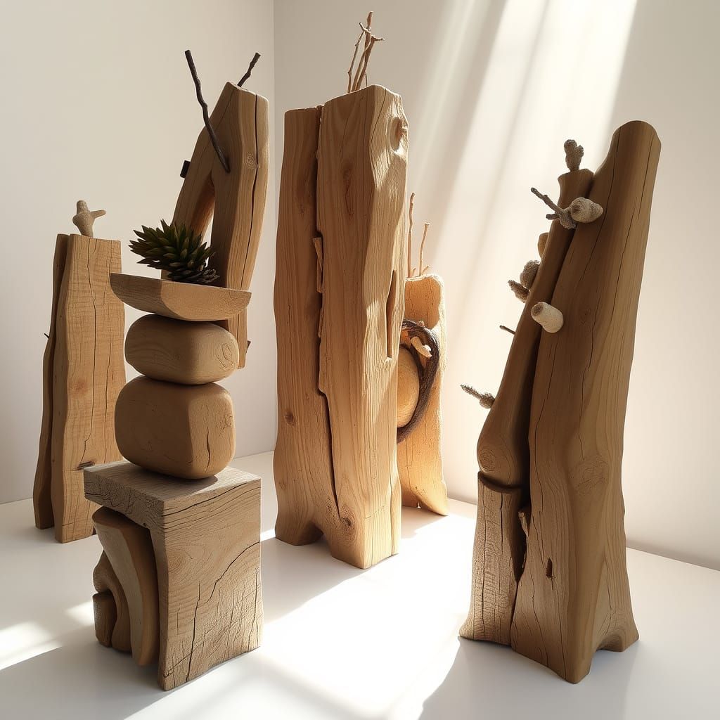 Ethereal Wooden Sculptures in Impressionistic Style