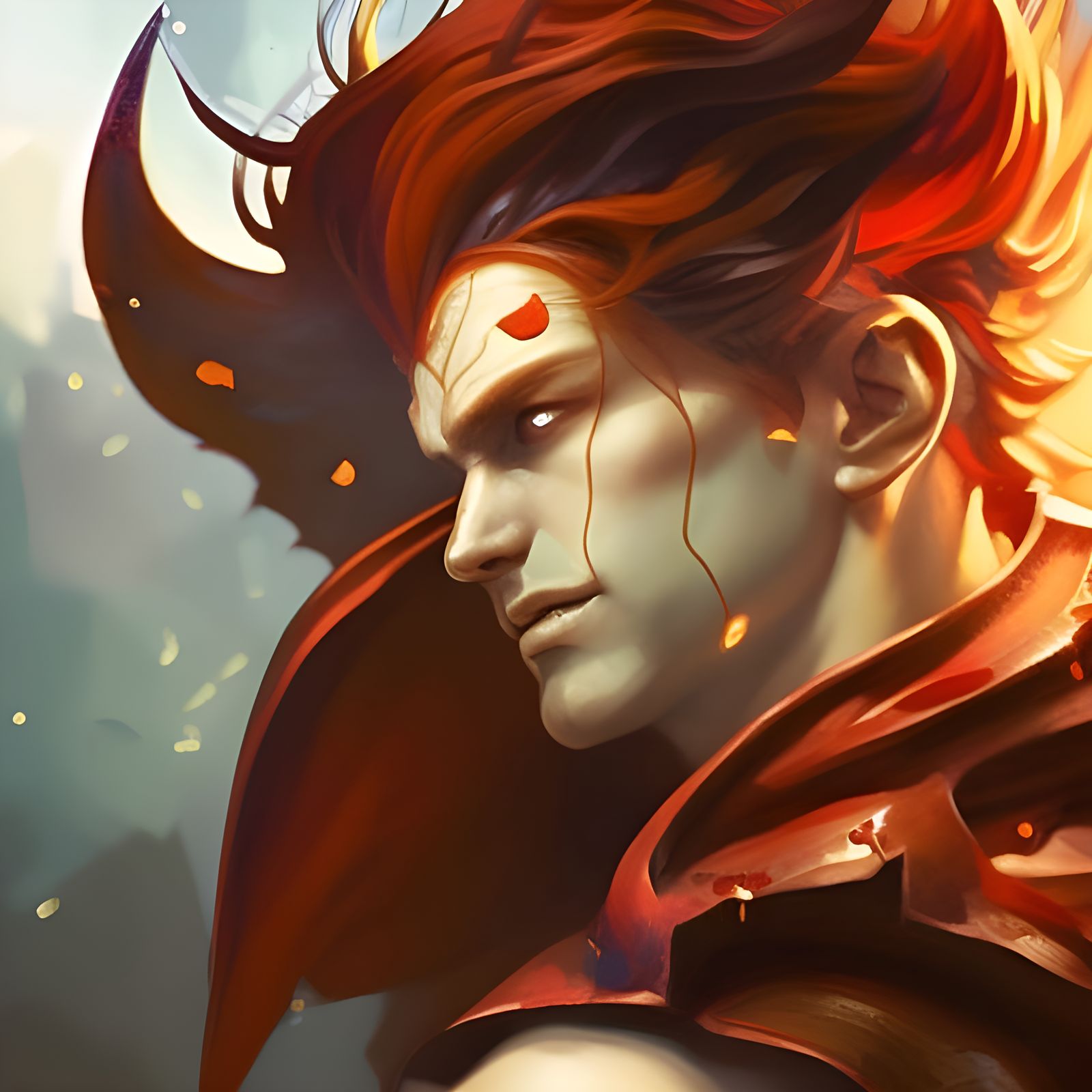 Celestial Aasimar Hero Portrait in Art Nouveau Style