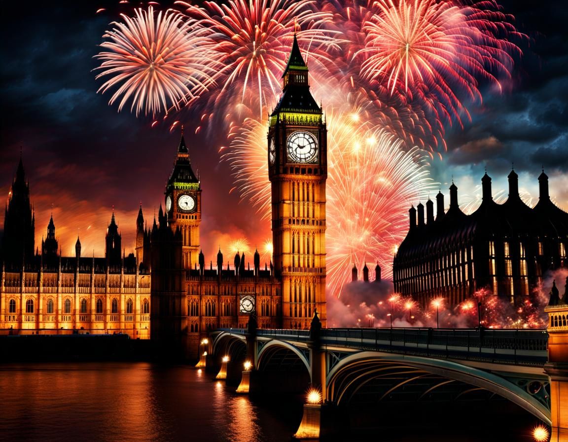New Year's Eve Fireworks at Big Ben