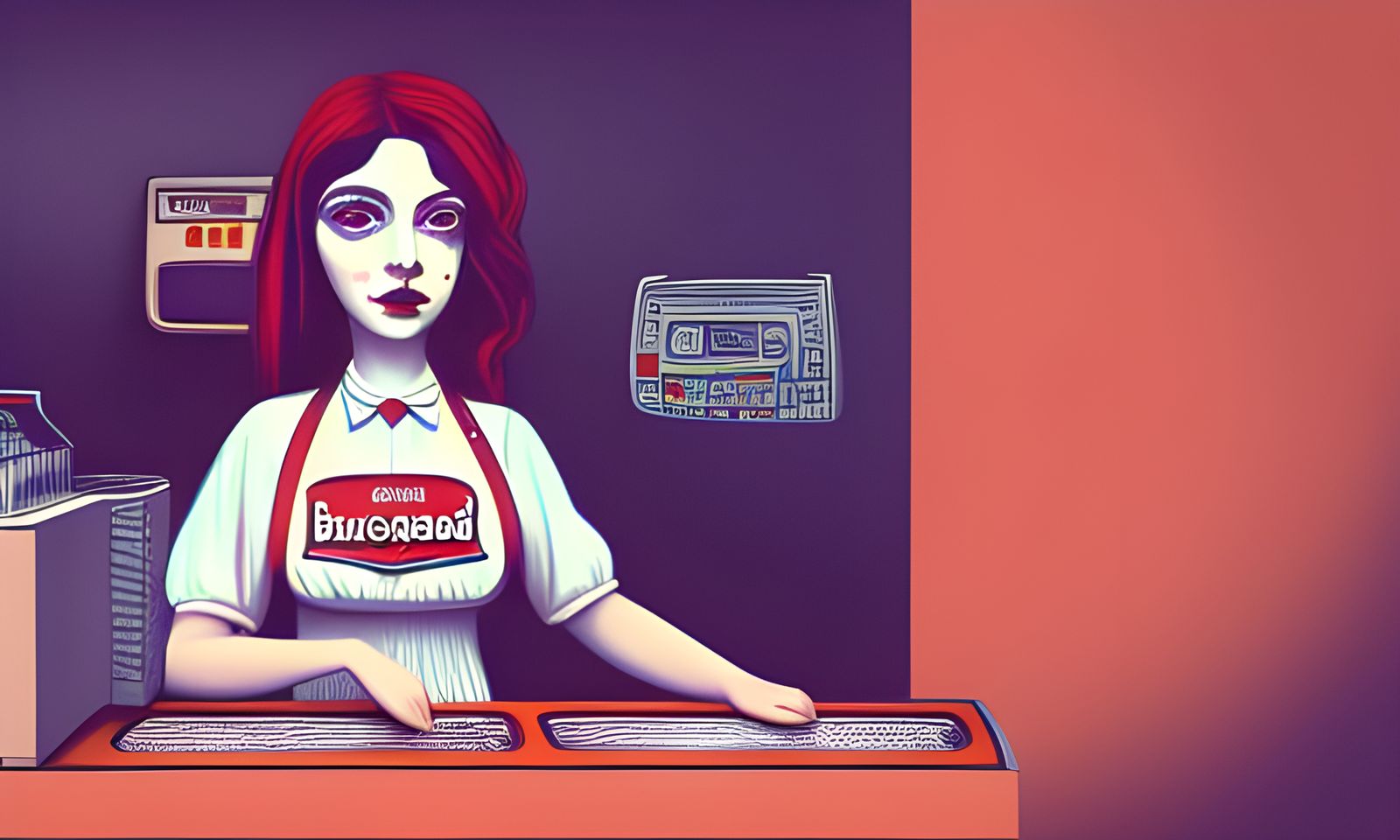 Burger King Cashier: Renaissance Painting in Tim Burton Styl...