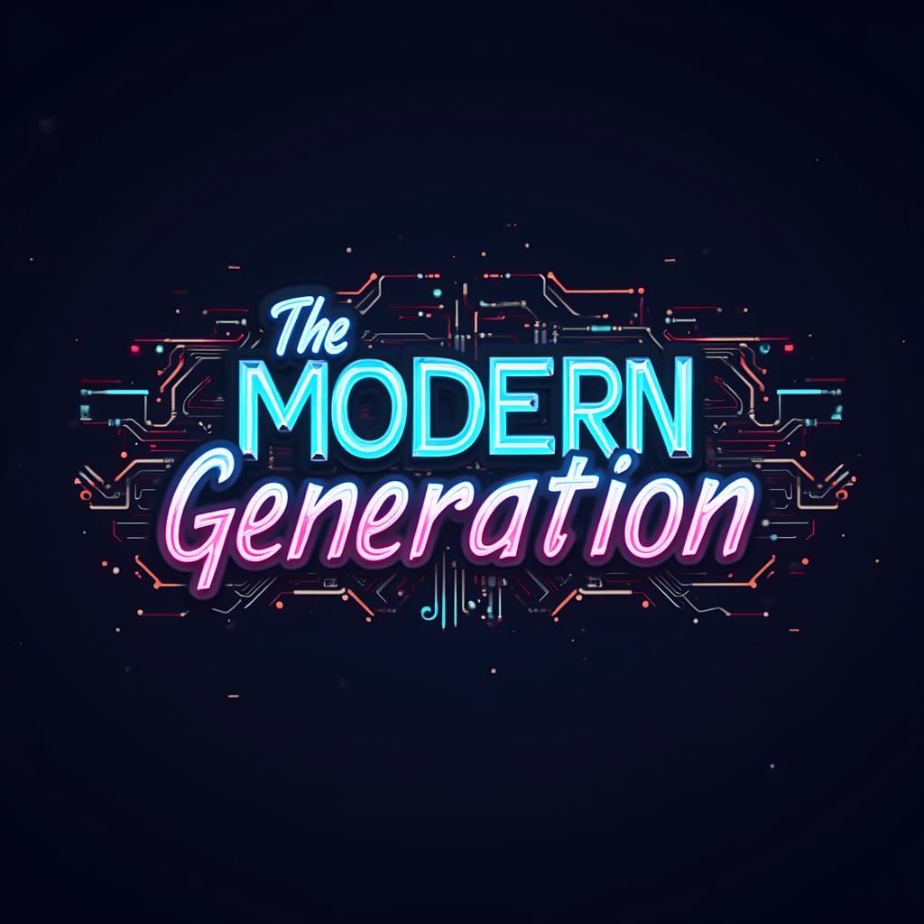 Neon Cyberpunk Logo with Circuit Board Texture