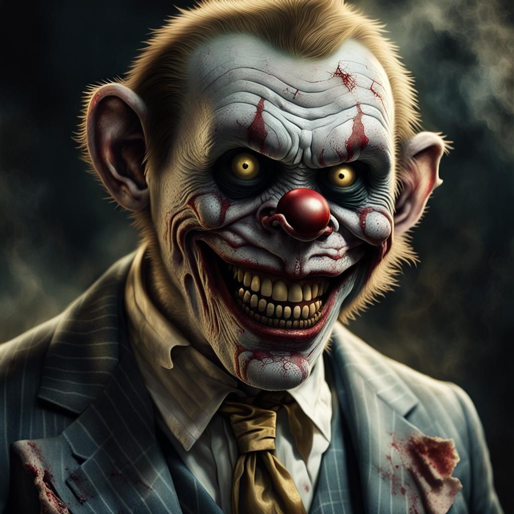 Zombie Monkey Clown in 1920s Style