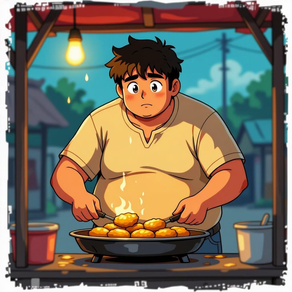 Anime-Style Portrait of Rohit Cooking Pakoras