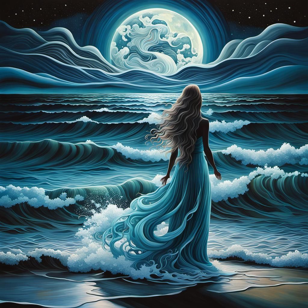 Woman Merging with Nature in 3D Digital Art