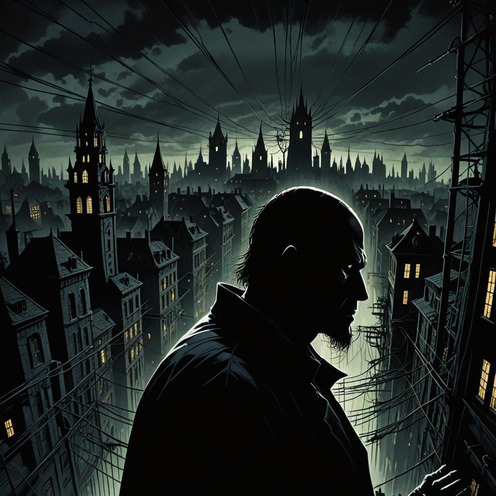 Shadow Weaver: Gothic Illustration of Power Manipulation