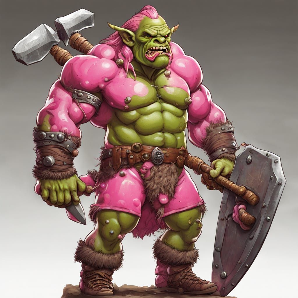 Fantasy Warrior with Bubblegum in a Barbarian Style