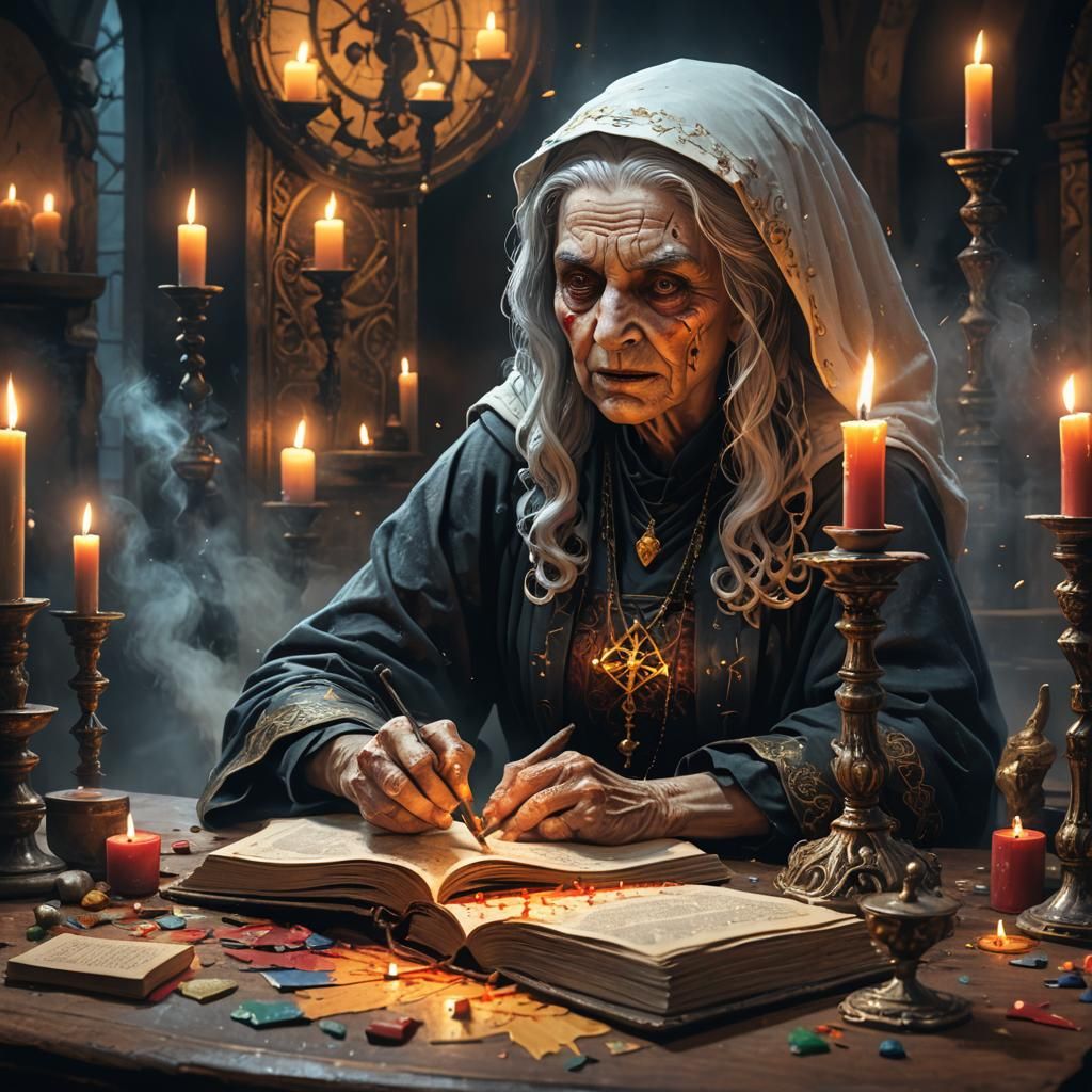 Horror Nun and Magic Book Splash Art