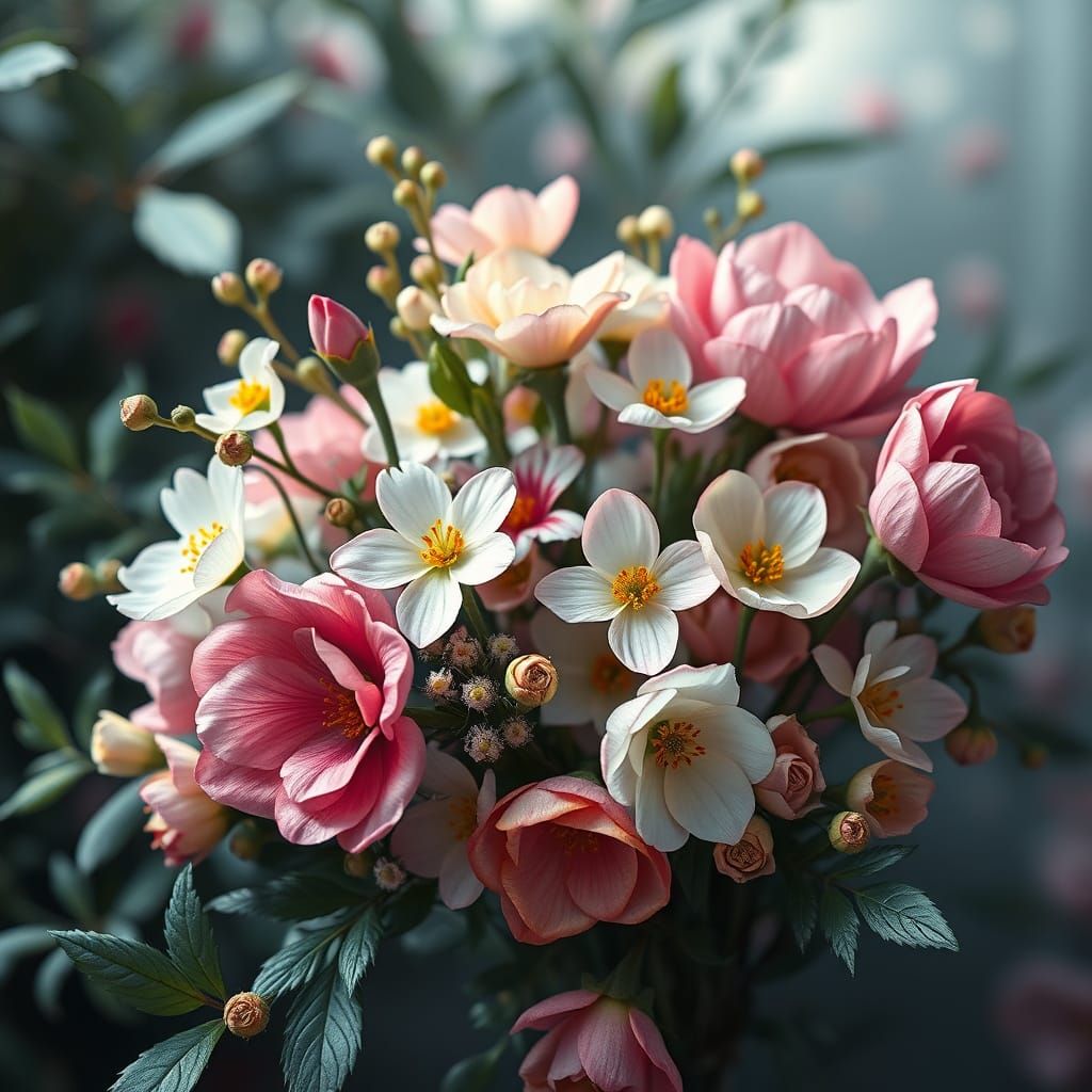 Aquarella of winter flowers bouquet. by VasK