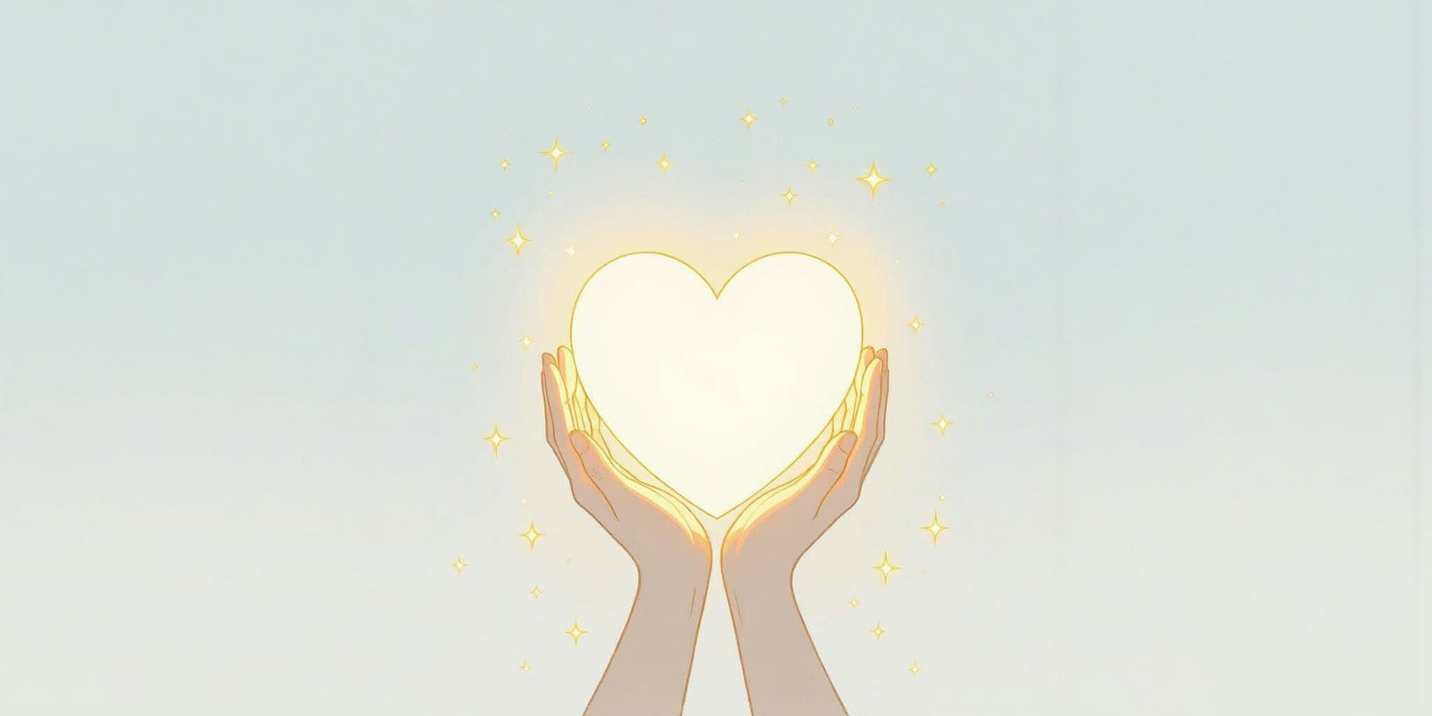 Glowing Heart in Hands: Kindness Logo Design