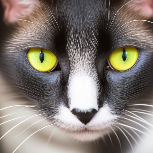 Hyper-Detailed Photograph of a Black and White Cat
