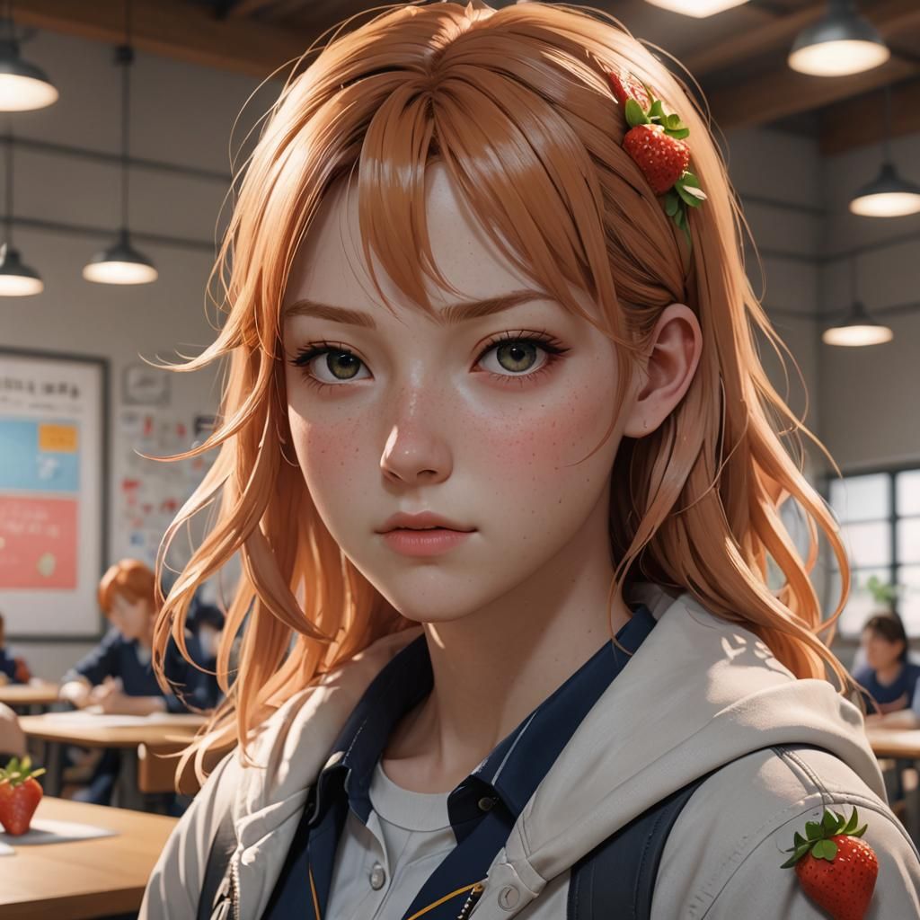 Smug Strawberry Blonde Teen in 3D Anime Art