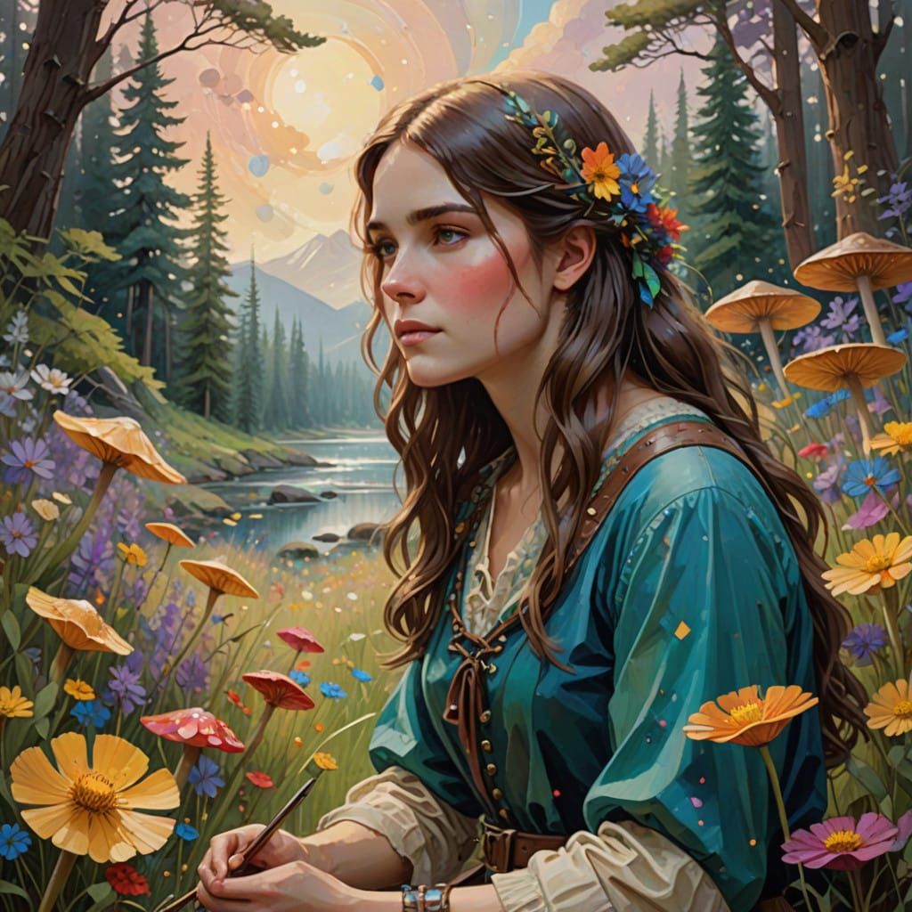 Artist's Serene Sanctuary in a Colorful Meadow