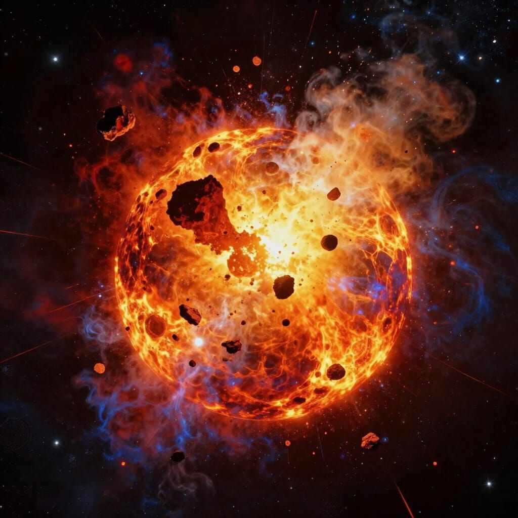 Epic Sci-Fi Planets Collide in Fiery Cosmic Explosion