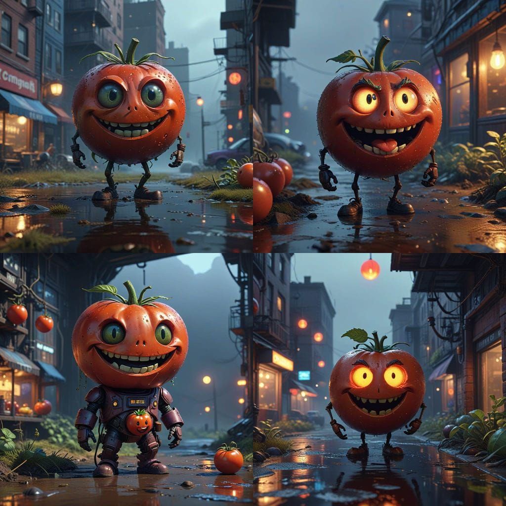 Whimsical Chibi Tomato in a Dreamlike World