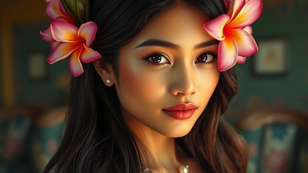 Ethereal Indonesian Beauty in Serene Contemplation