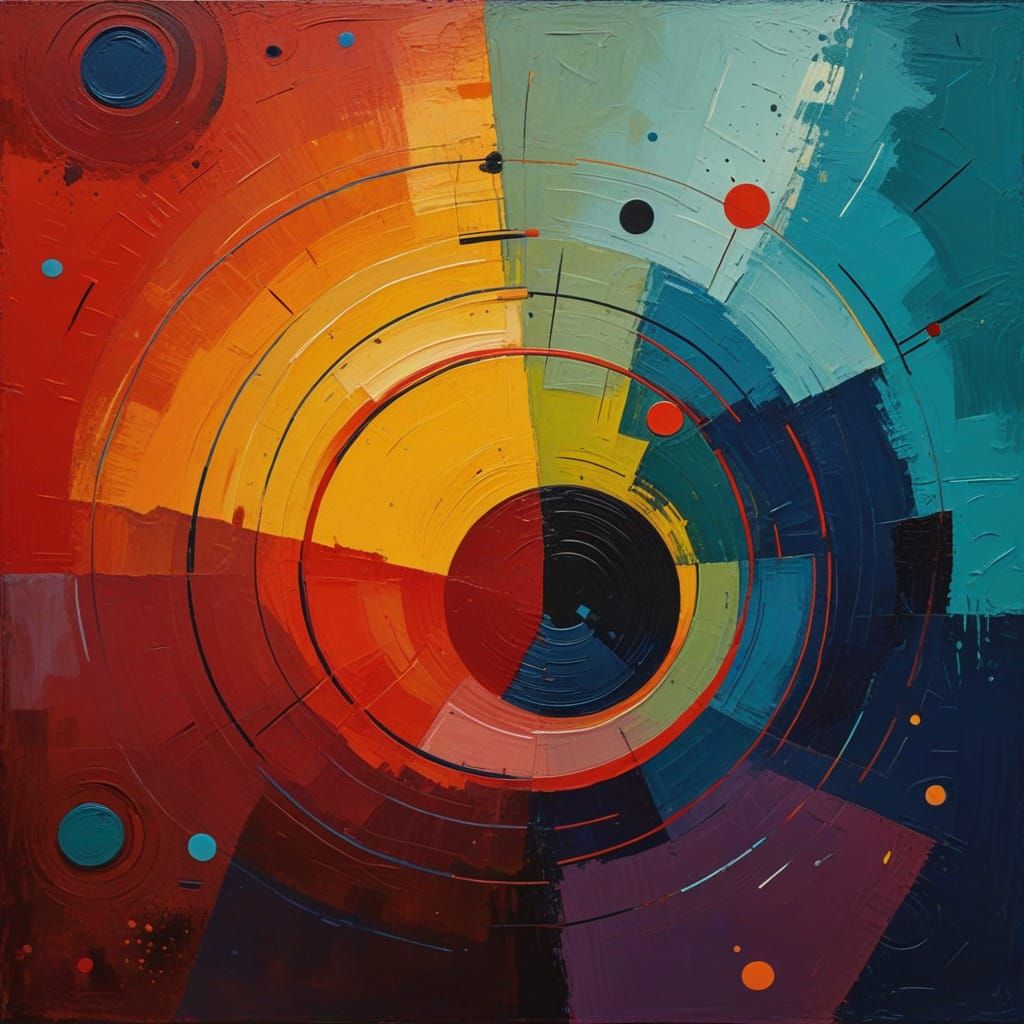 Vibrant Geometric Abstraction with Turquoise Horn