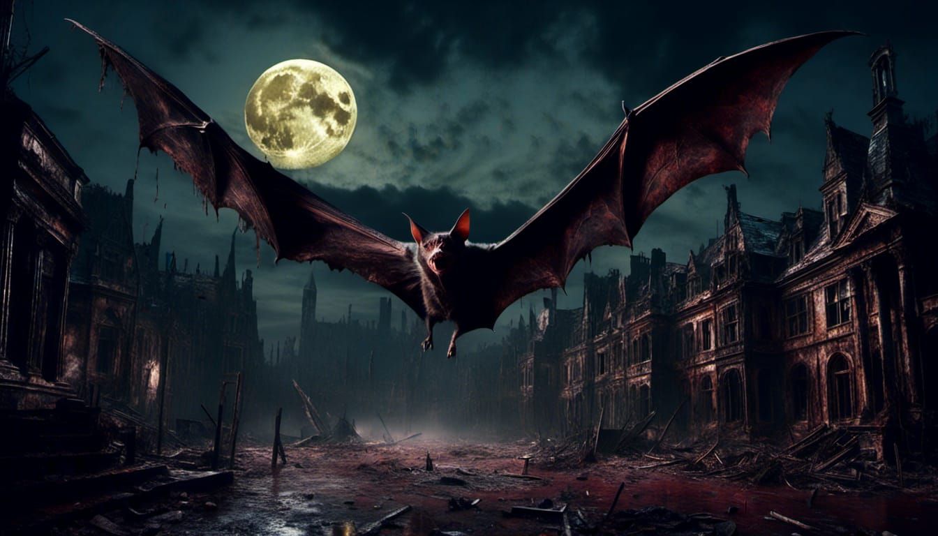 Giant Vampire Bat in Macabre Horror Style