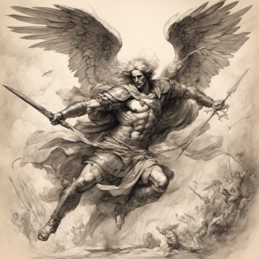 Archangel Michael vs Lucifer: Tattoo Drawing