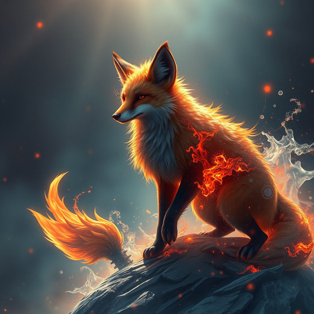Detailed Fire Fox Fantasy Concept Art