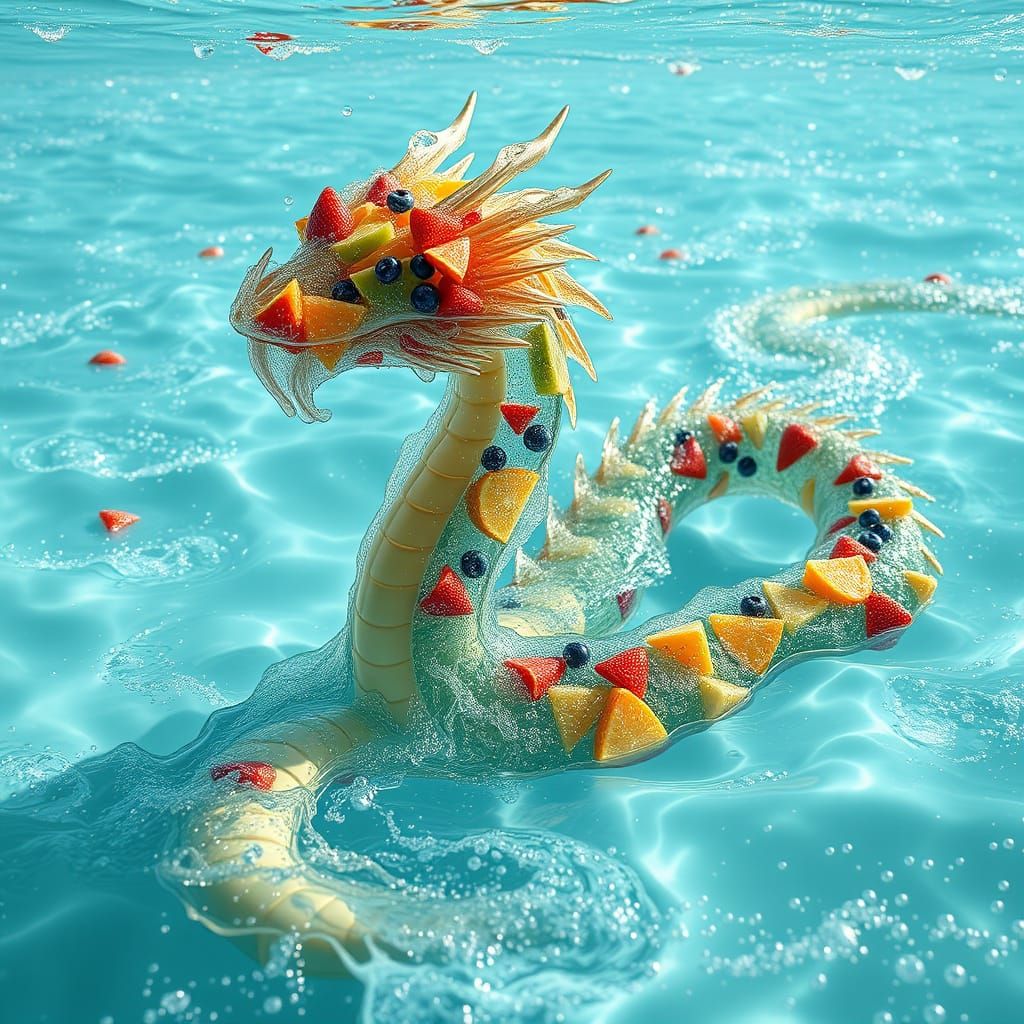 Colossal Serpentine Dragon in Sparkling Aquatic Realm