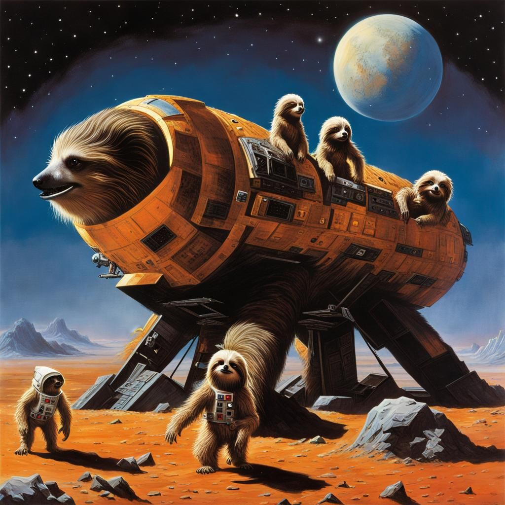 Chewbacca and Sloths on the Moon