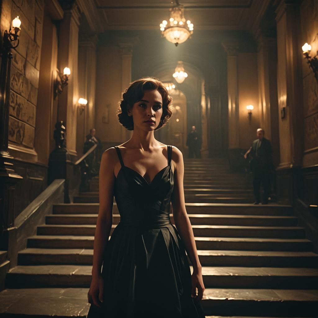 Stunning Woman in Cinematic Film Noir Style