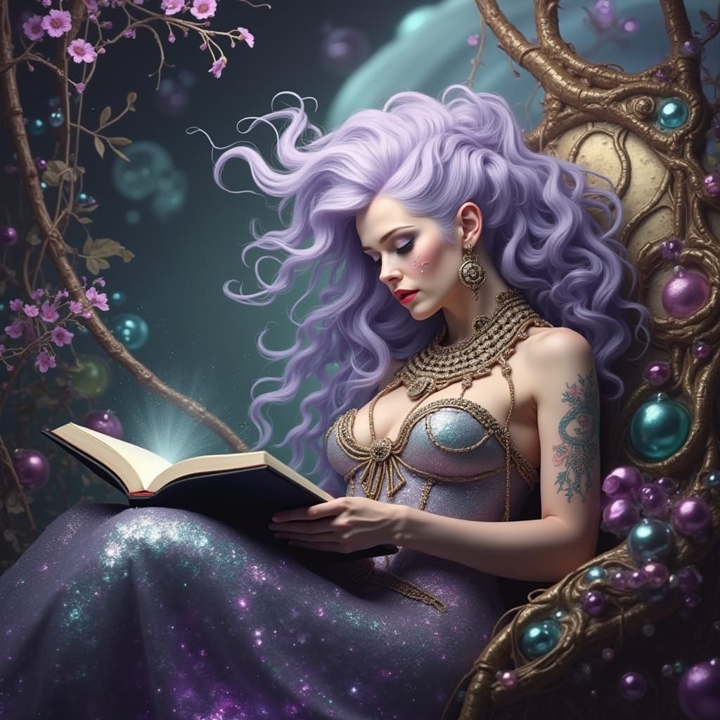 Biopunk Goddess Weeping on Circuit Board