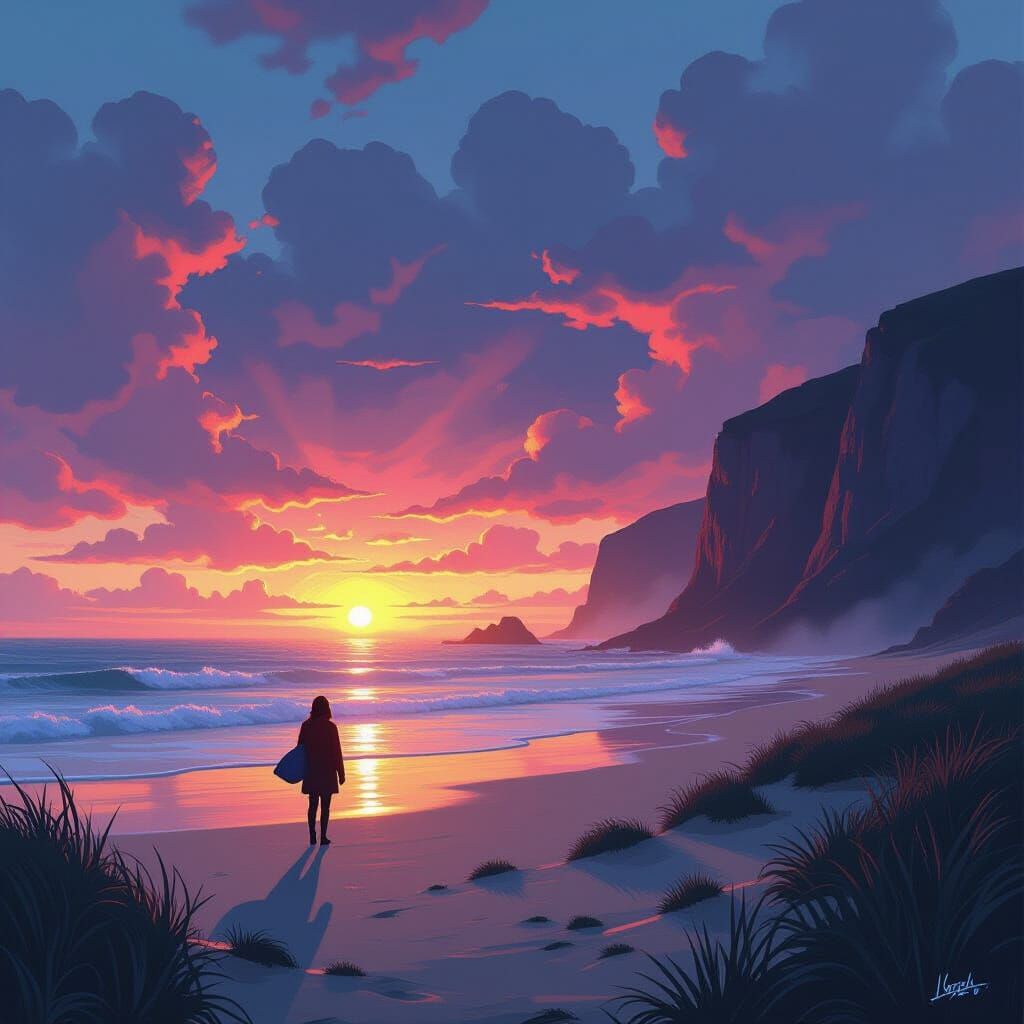 Vibrant Mixed Media Painting with Dynamic Textures