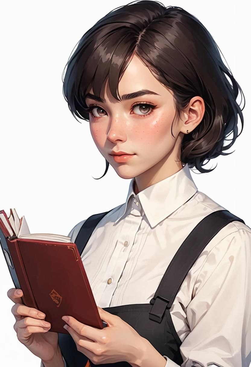 Nerdy Office Girl Portrait in Digital Art Style