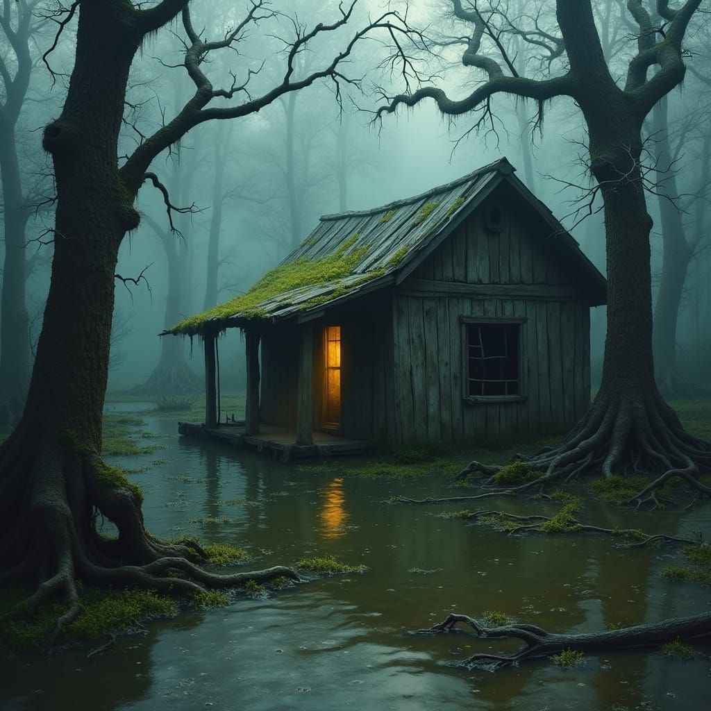Mystical Louisiana Swamp in Impressionist Style