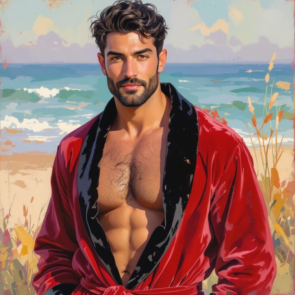 Impressionist Portrait of a Proud Man in Red Velvet