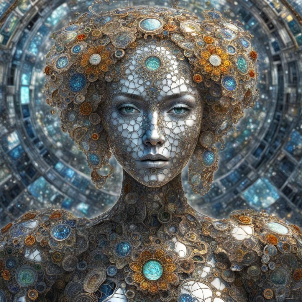 Psychedelic Steampunk Glass Heart in 16K CGI