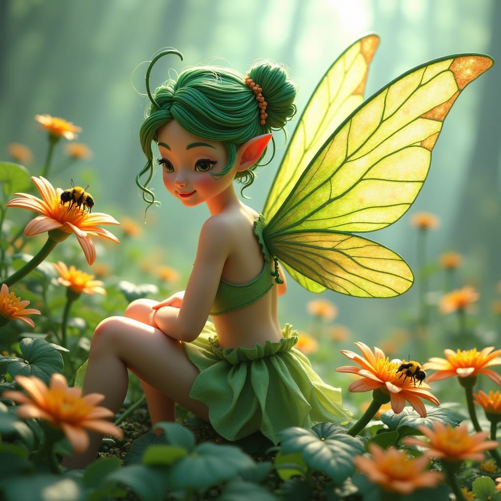 Fairies in Wildflower Meadow: 3D Anime Art
