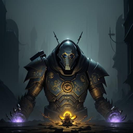 Plasmoid Masterpiece: Warforged Shell in Dark Fantasy Style