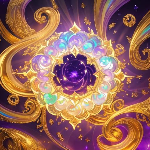 Golden Parchment Scroll with Rainbow Lights