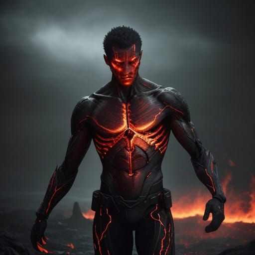 Epic Cinematic Figure with Fiery Heart