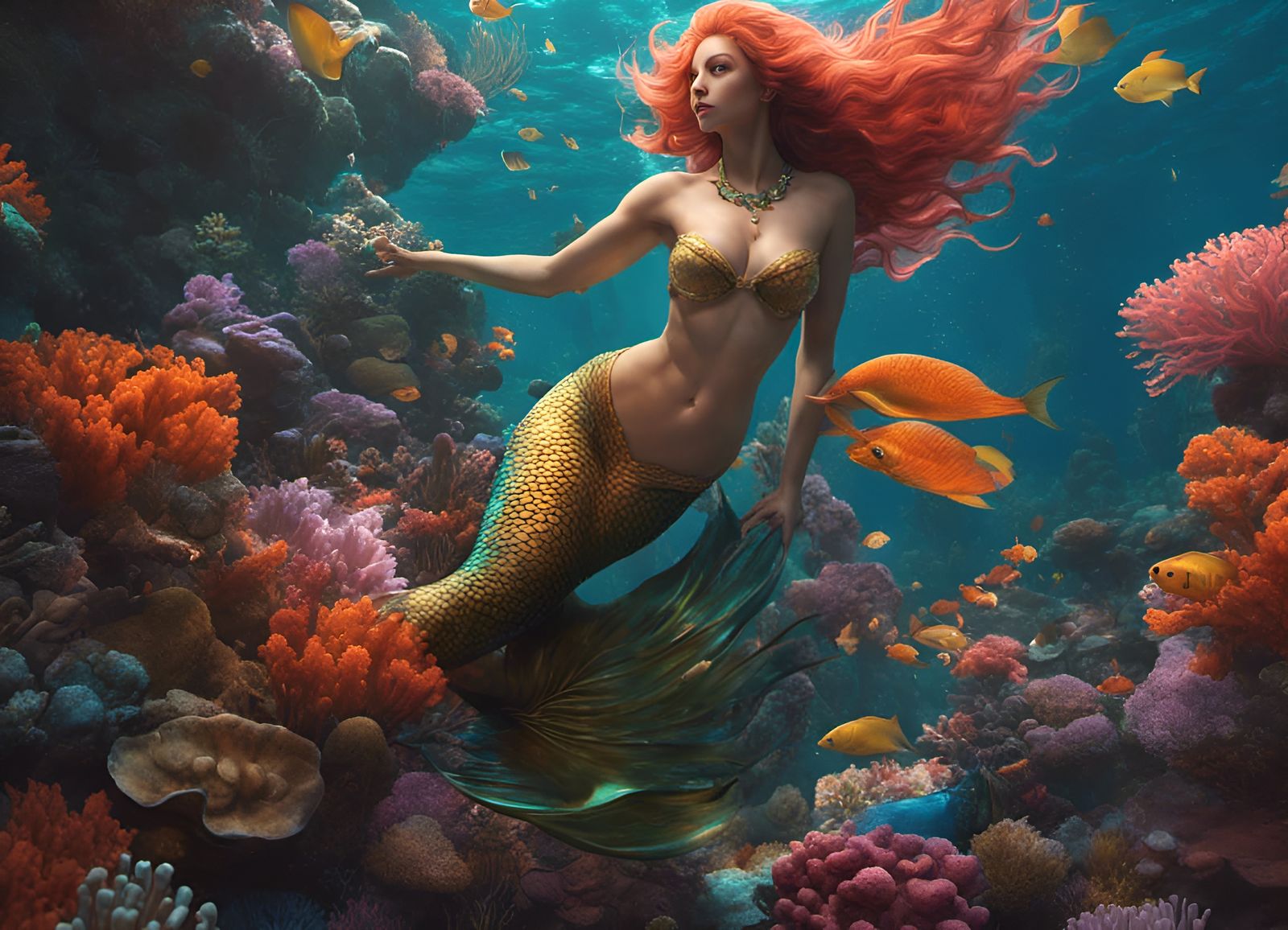 Mermaid in a Coral Reef