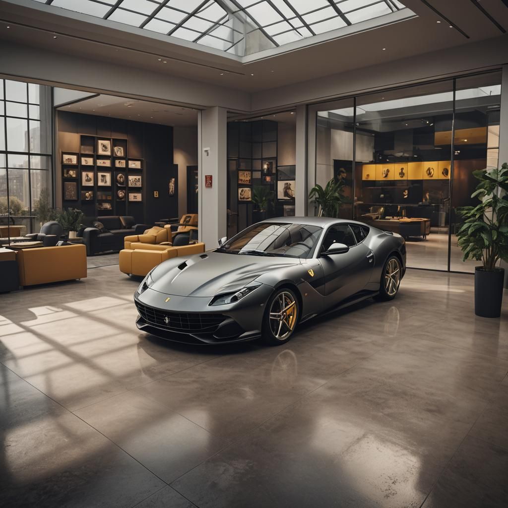 Ferrari 296 GTB in a Lamborghini Showroom