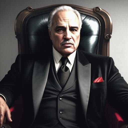 Marlon Brando as The Godfather in a Dramatic Hyperrealistic ...