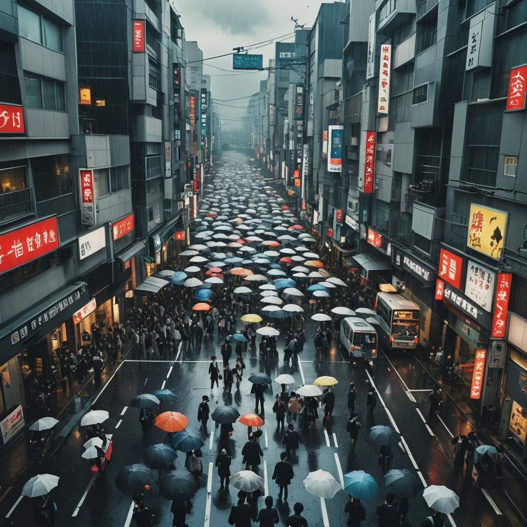 Futuristic Tokyo: AI Rain in a Cinematic Still