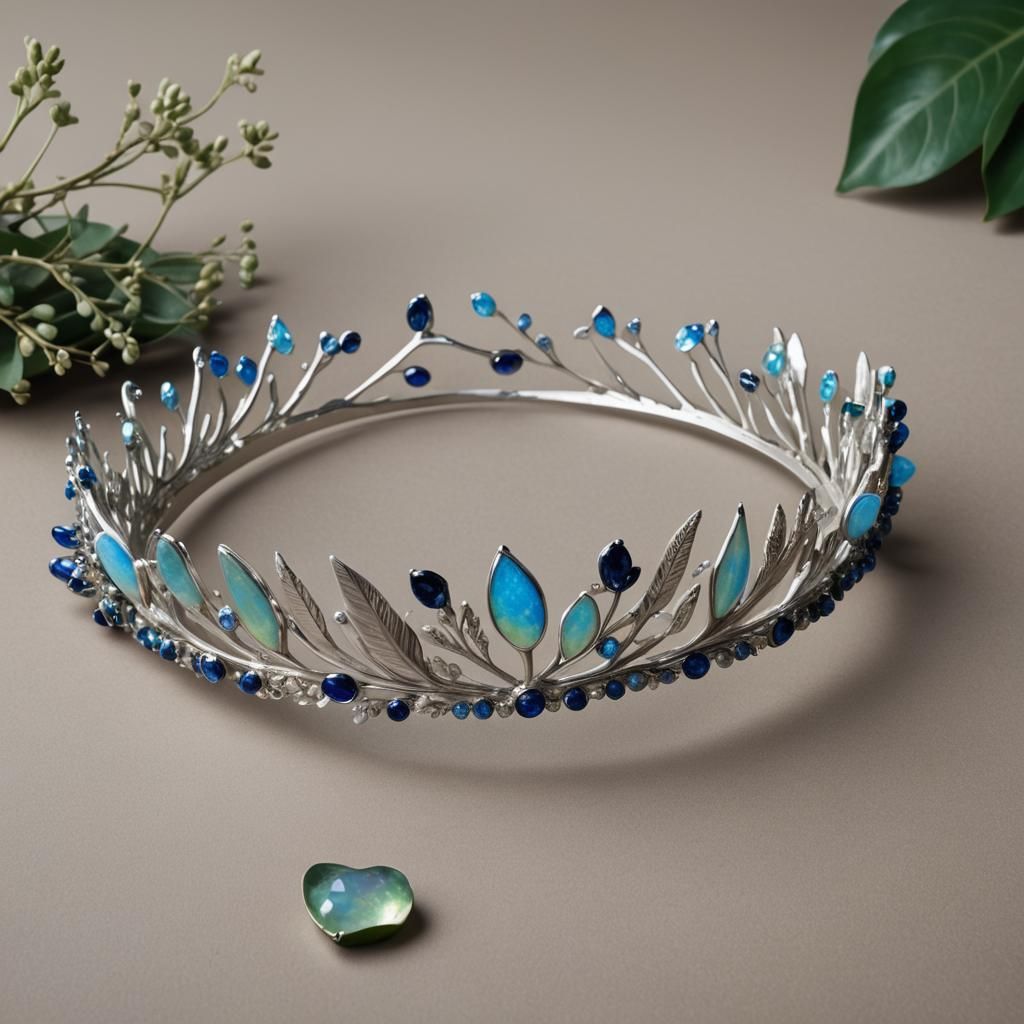 Luxurious Silver Tiara with Bird of Paradise Design