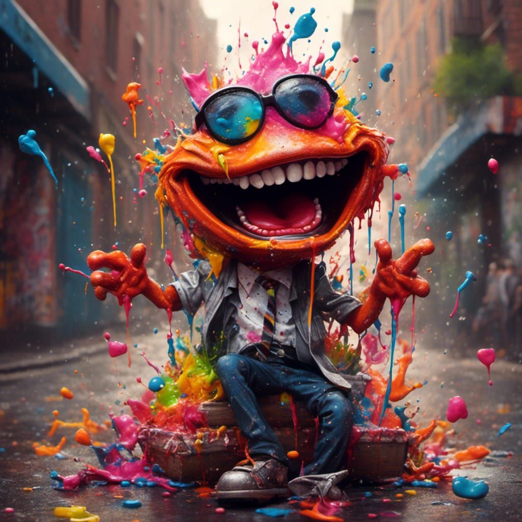 Happy Pepe Party in Graffiti Splash Art Style