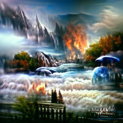 Elements: Fire, Water, Earth, Air in Digital Art