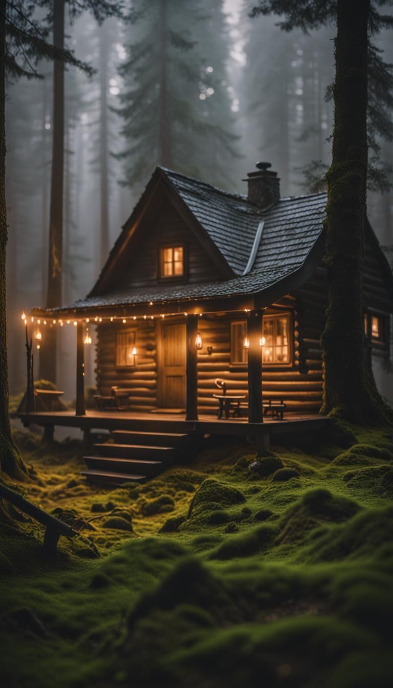 Cozy Candlelit Cabin in Rainy Forest