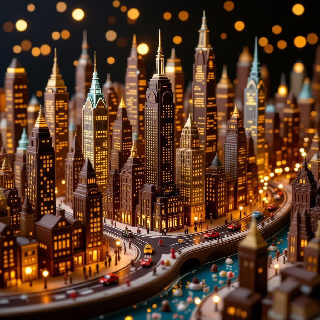 Miniature Chocolate City: A Whimsical Food Art Dream