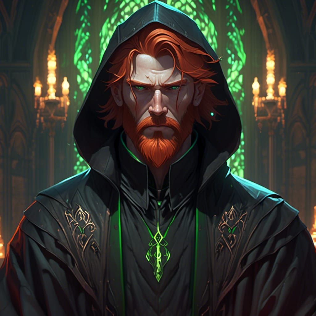 Red-Haired Reverend in Flames: Digital Portrait