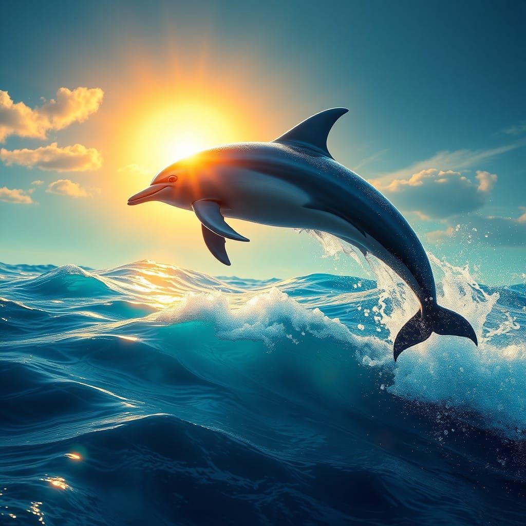 Dolphin Leaps in Radiant Oceanic Splendor