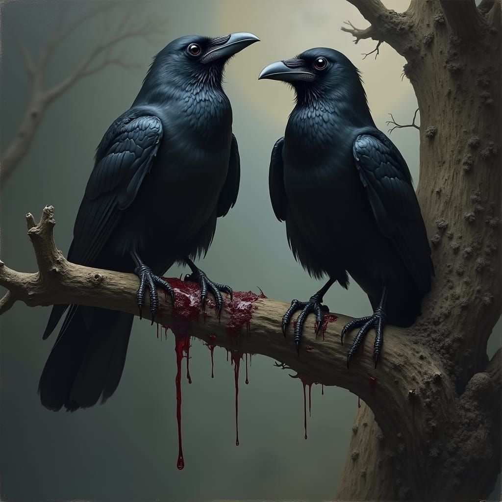 Dark, Ominous Crows in Beksiński's Surrealism