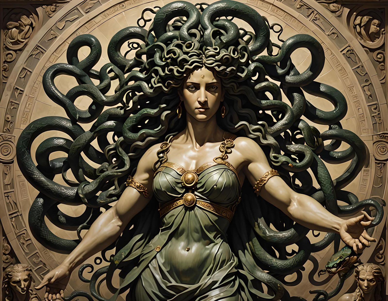 Medusa's Intense Gaze: A Hyperdetailed Vision